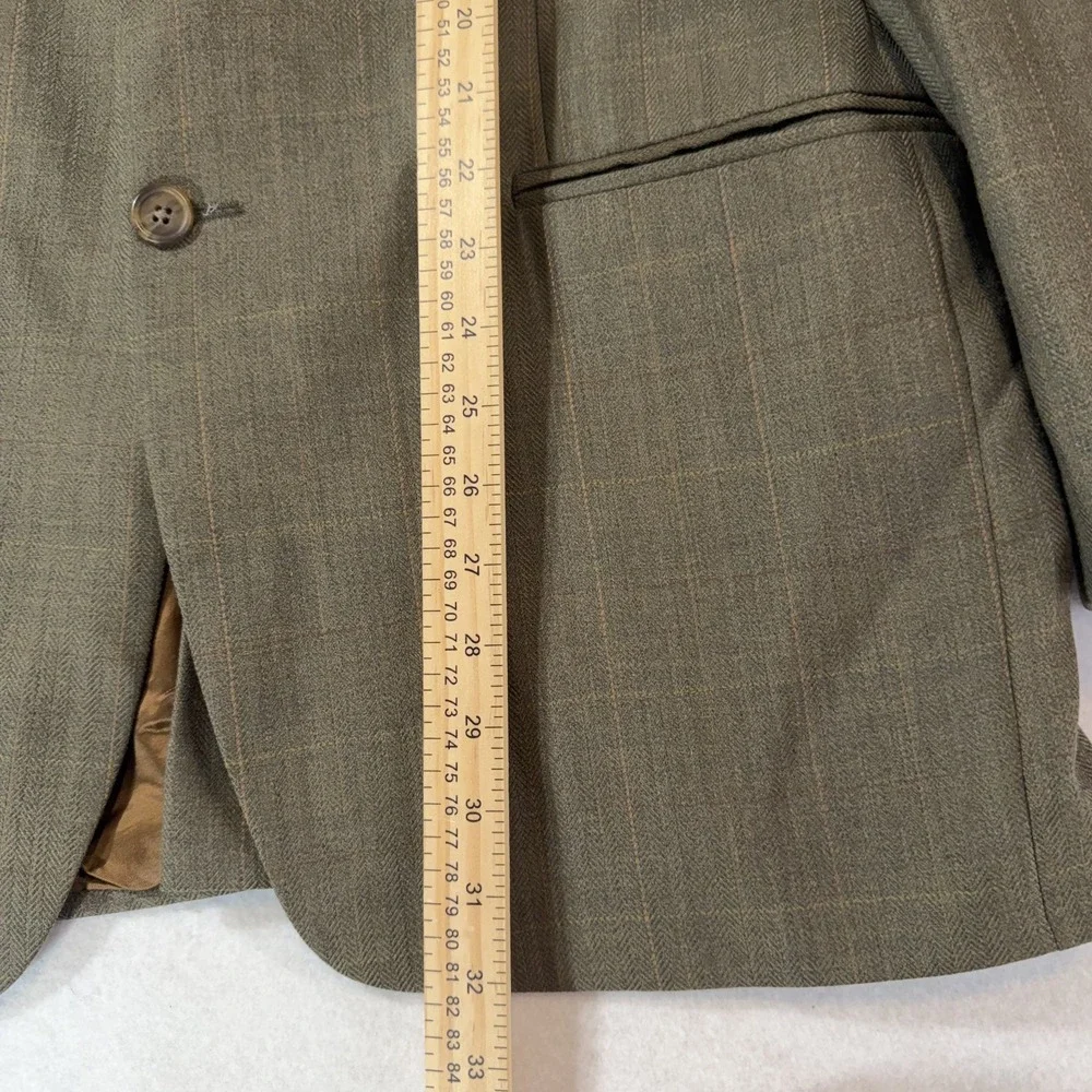 VTG Chaps Ralph Lauren Mens 42R Brown Plaid Two Button Blazer Wool Sport Coat